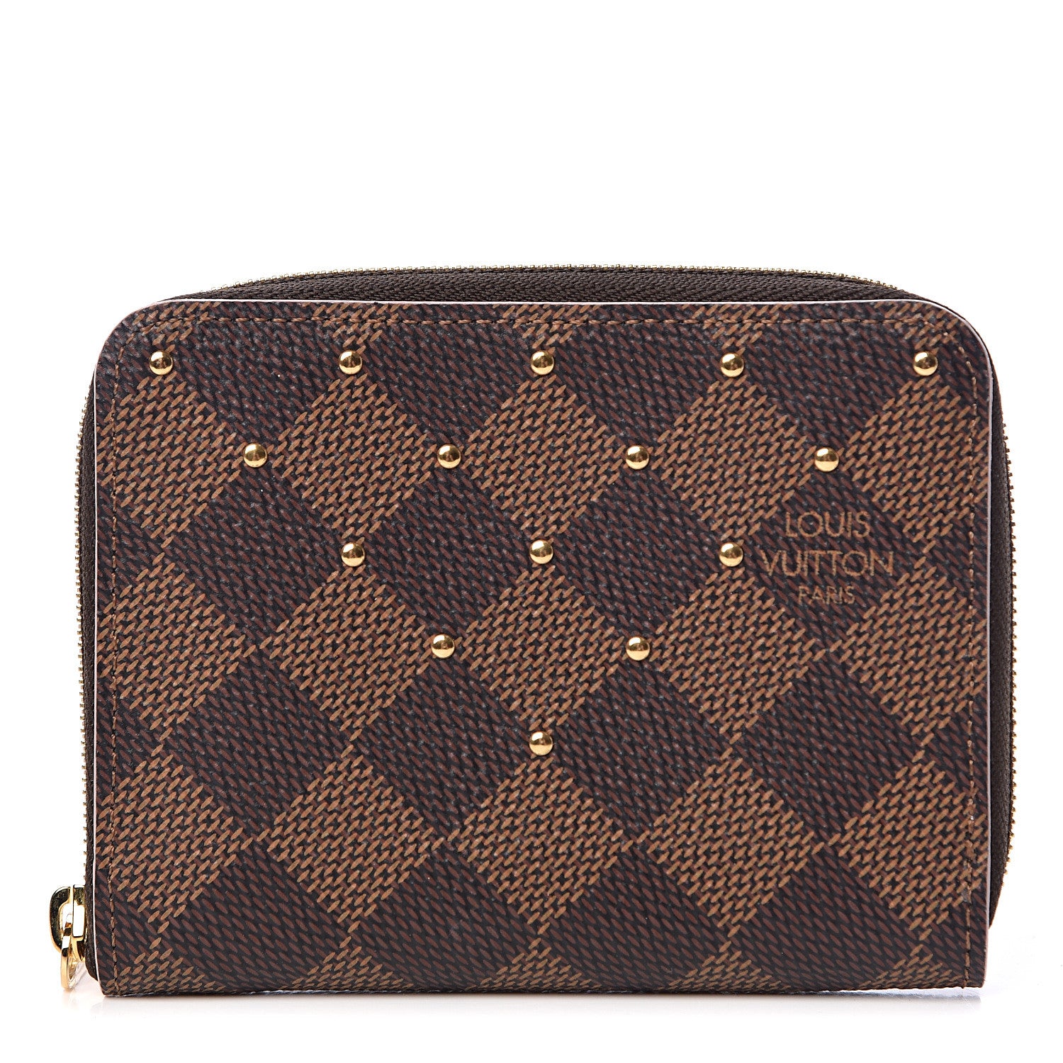 Louis Vuitton Damier Ebene Studded Zippy Coin Purse Rose Ballerine 1 of 7