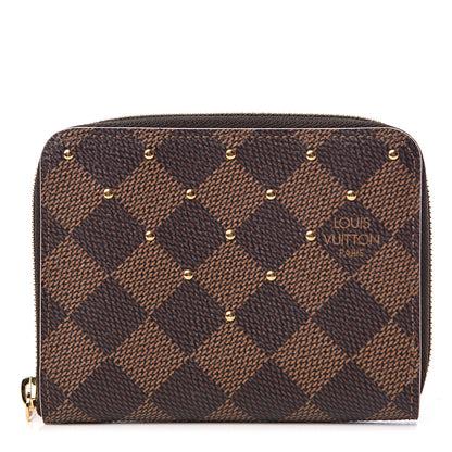 Louis Vuitton Damier Ebene Studded Zippy Coin Purse Rose Ballerine 1 of 7