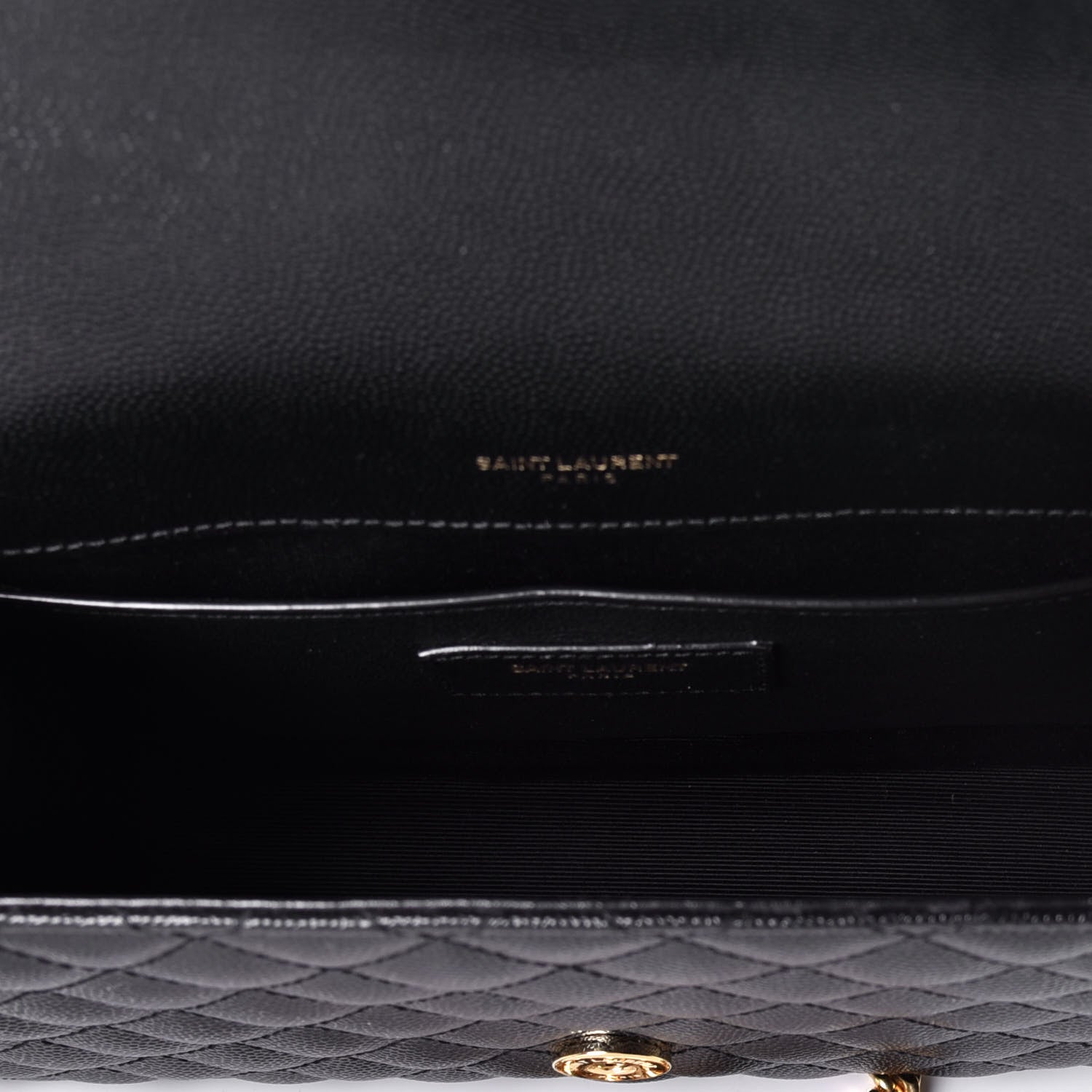 Saint Laurent Grain De Poudre Textured Mixed Matelasse Triquilt Medium Monogram Satchel Black 4 of 7