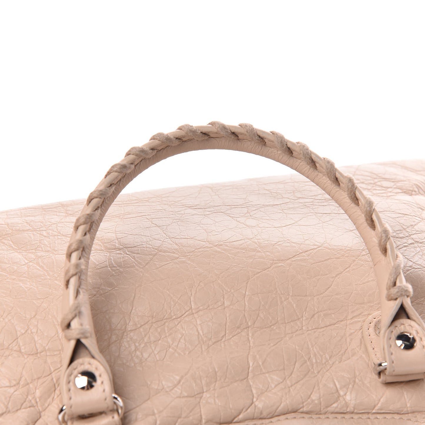 Agneau Classic Silver Hardware S City Logo Strap Light Beige Black