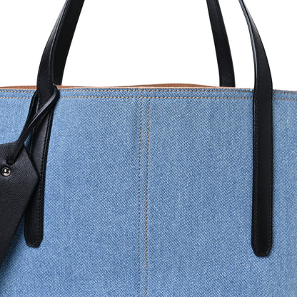 Jimmy Choo Denim Calfskin Twist East West Tote Blue Black 8 of 11