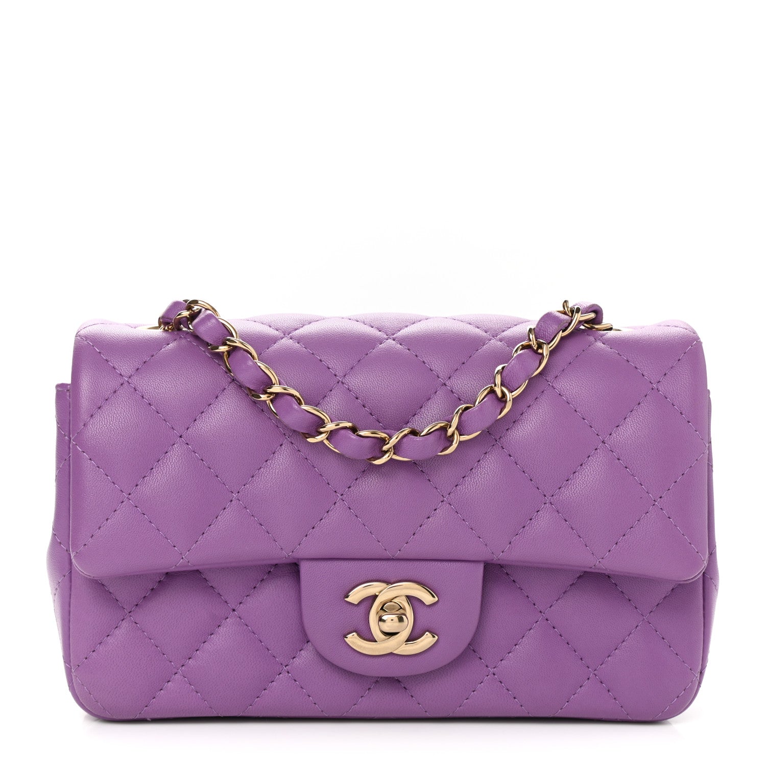 Chanel Lambskin Quilted Mini Rectangular Flap Purple 1 of 11