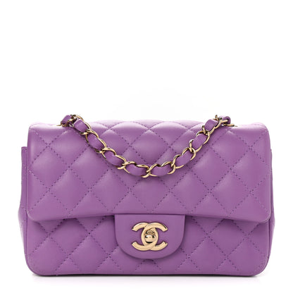 Chanel Lambskin Quilted Mini Rectangular Flap Purple 1 of 11