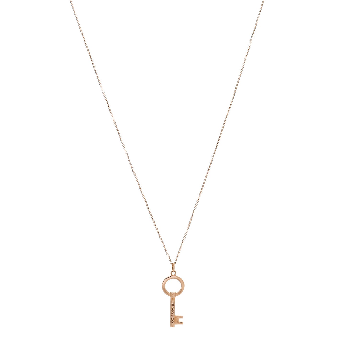 18K Rose Gold Small Open Round Key Pendant Necklace