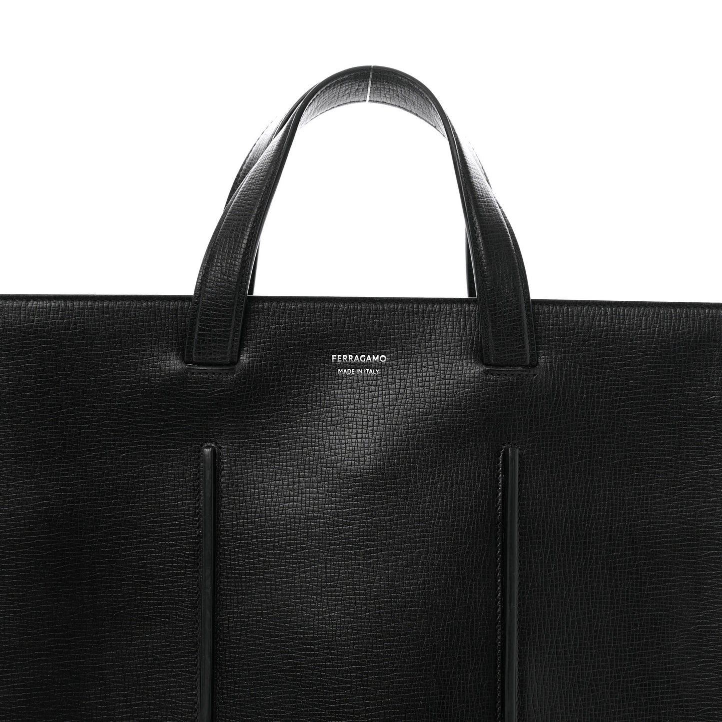 Hammered Calfskin Rib Tote Black
