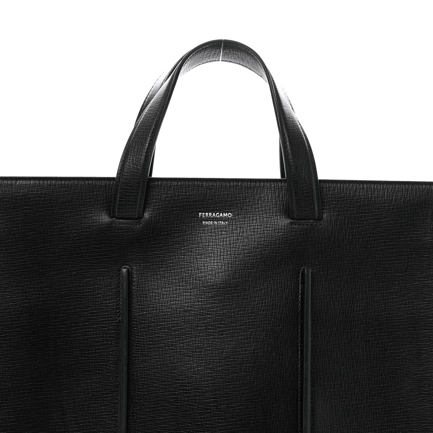 Salvatore Ferragamo Hammered Calfskin Rib Tote Black 8 of 13