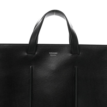 Salvatore Ferragamo Hammered Calfskin Rib Tote Black 8 of 13