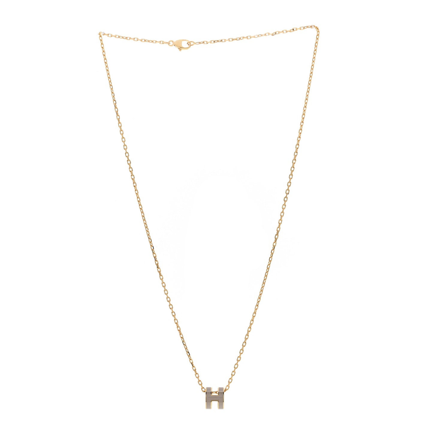 Lacquered Gold Mini Pop H Pendant Necklace Marron Glace