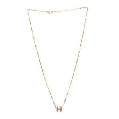Hermes Lacquered Gold Mini Pop H Pendant Necklace Marron Glace 2 of 3