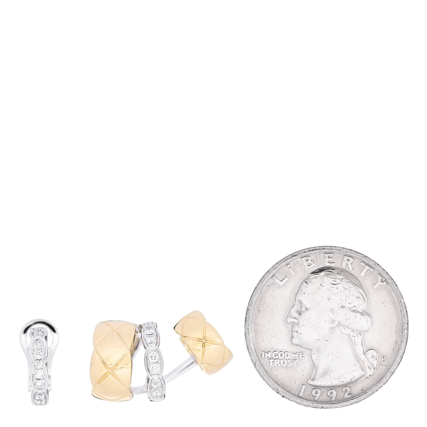Chanel 18K Yellow White Gold Diamond Coco Crush Earrings 2 of 4