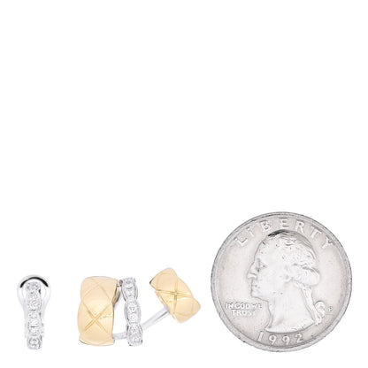 Chanel 18K Yellow White Gold Diamond Coco Crush Earrings 2 of 4