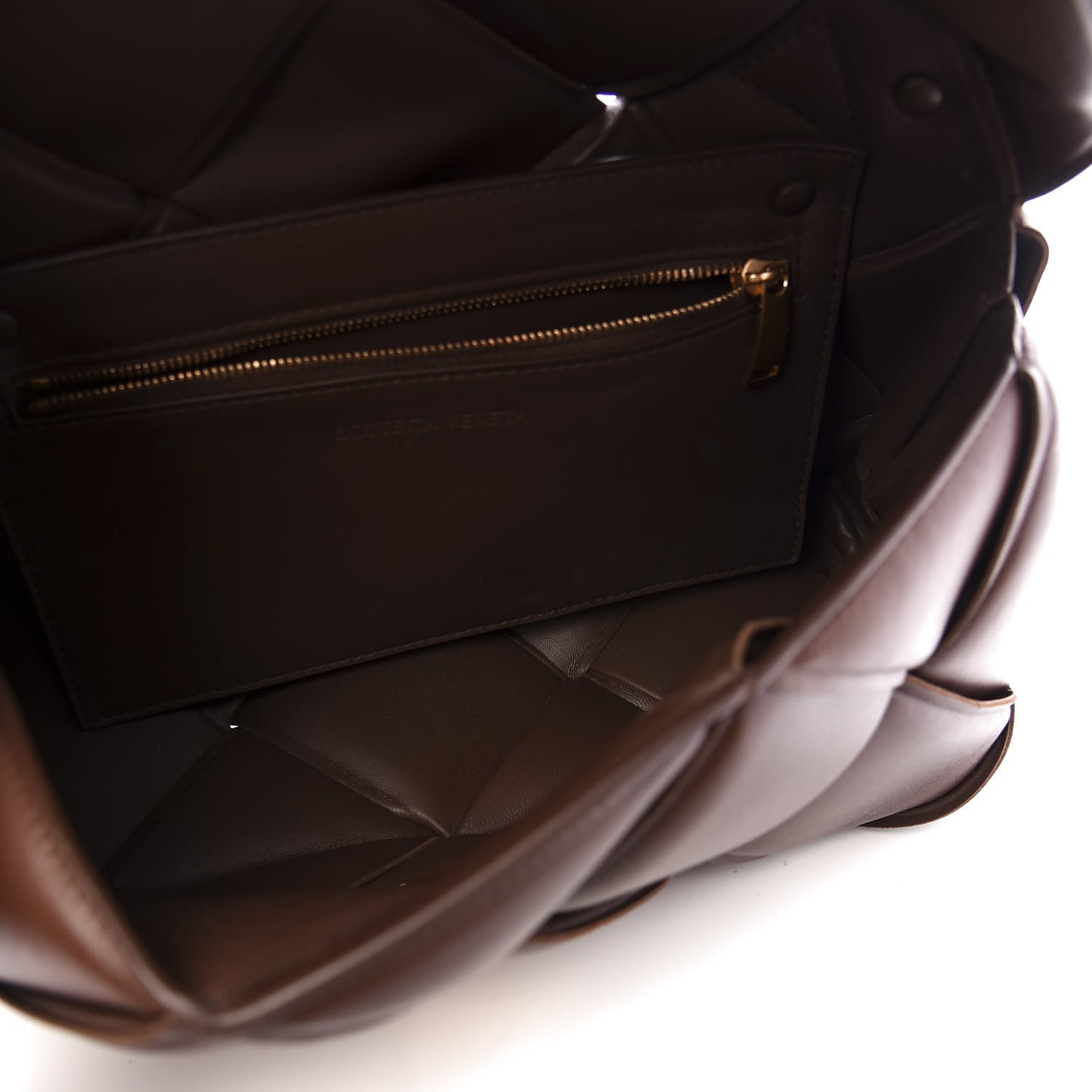 Nappa Intreccio Padded Top Handle Shoulder Bag Brownie