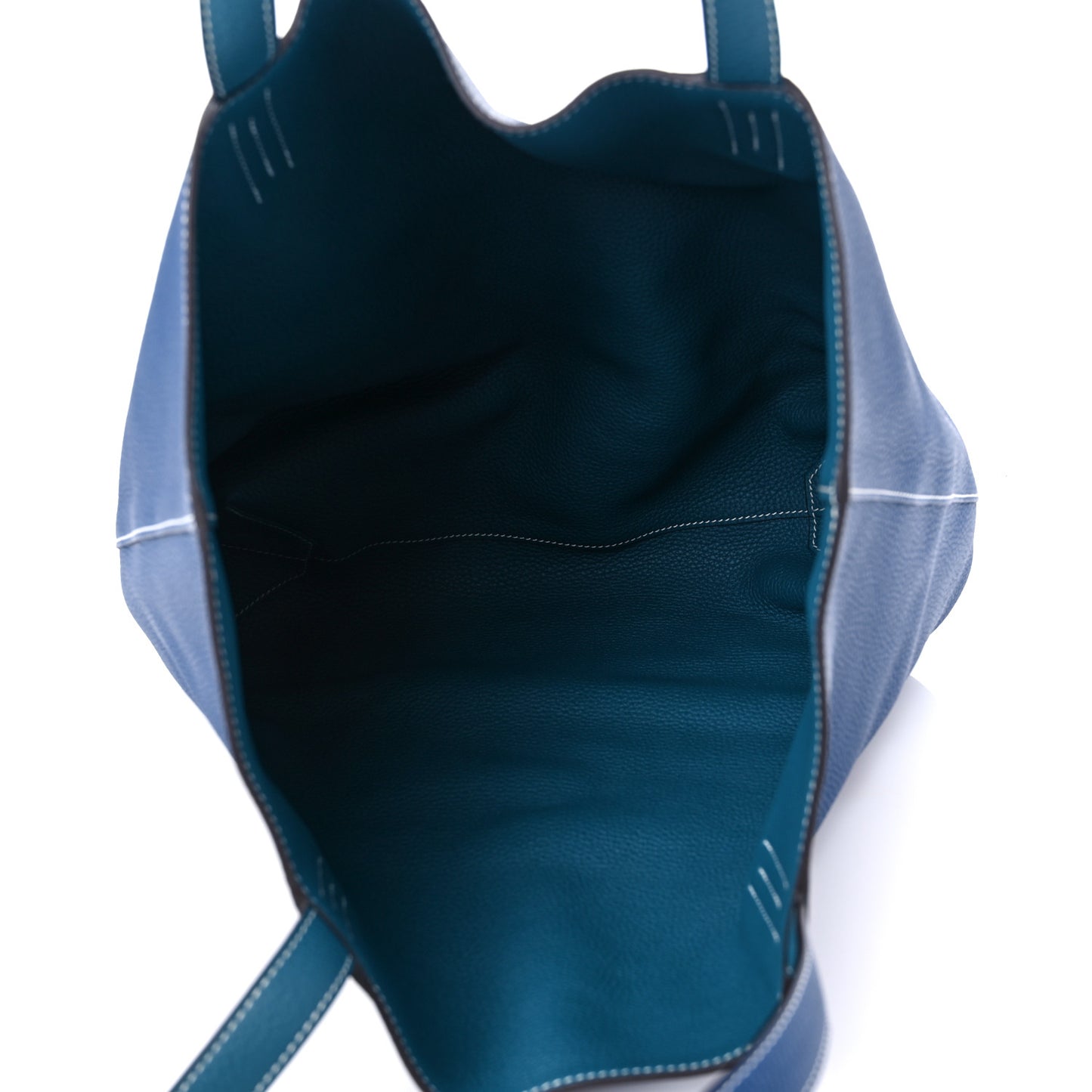 Taurillon Clemence Double Sens 36 Reversible Tote Deep Bleu Vert Bosphere