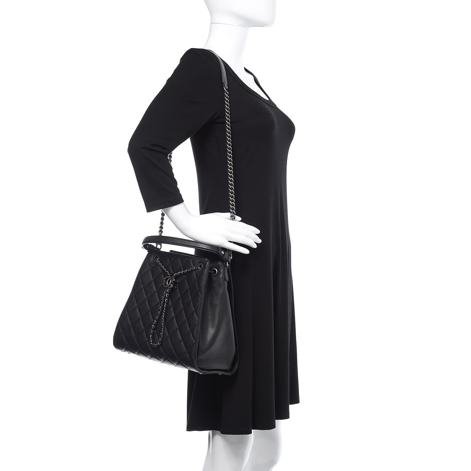 Chanel Caviar Quilted Medium CC Bucket Bag Black 2 of 10