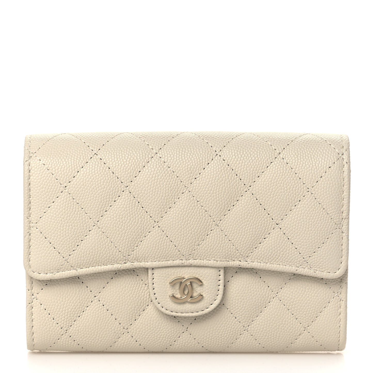 Caviar Quilted Medium Flap Wallet White