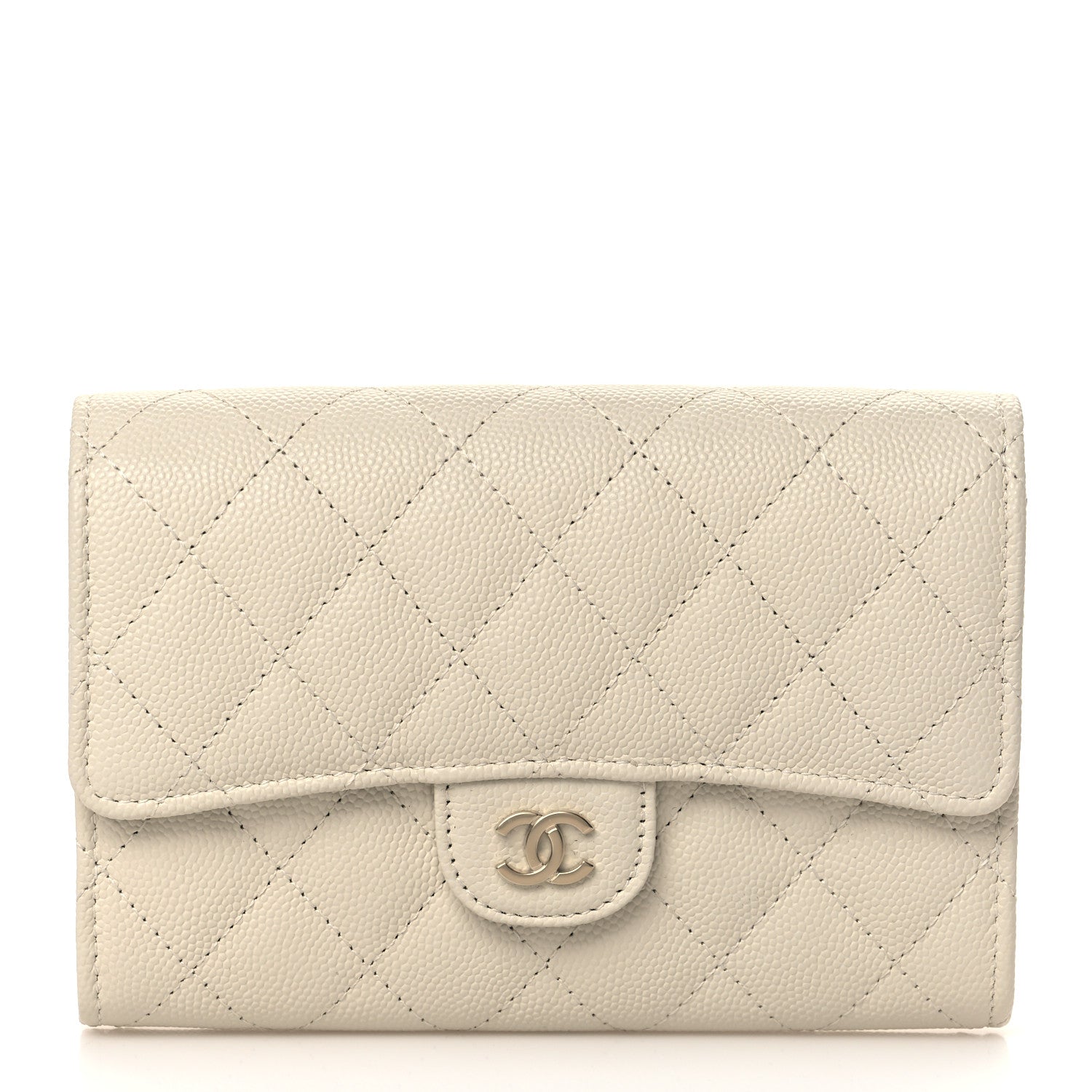 Chanel Caviar Quilted Medium Flap Wallet White 1 of 9