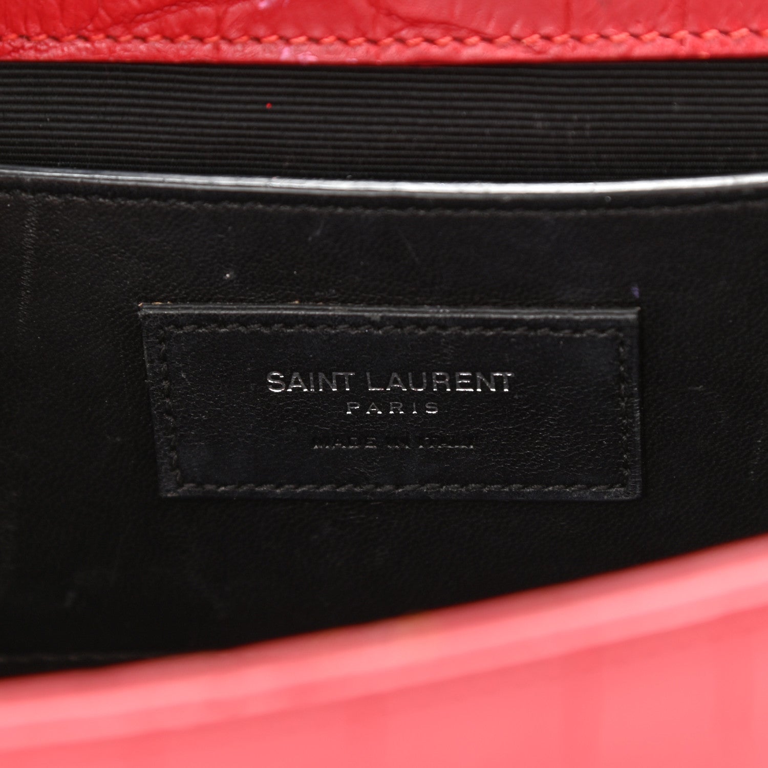 Saint Laurent Calfskin Crocodile Embossed Medium Classic Monogram Kate Tassel Satchel Red 7 of 16