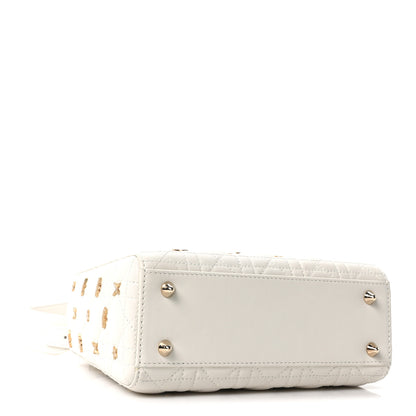 Christian Dior Lambskin Cannage Butterfly Studs Small Lady Dior White 3 of 8