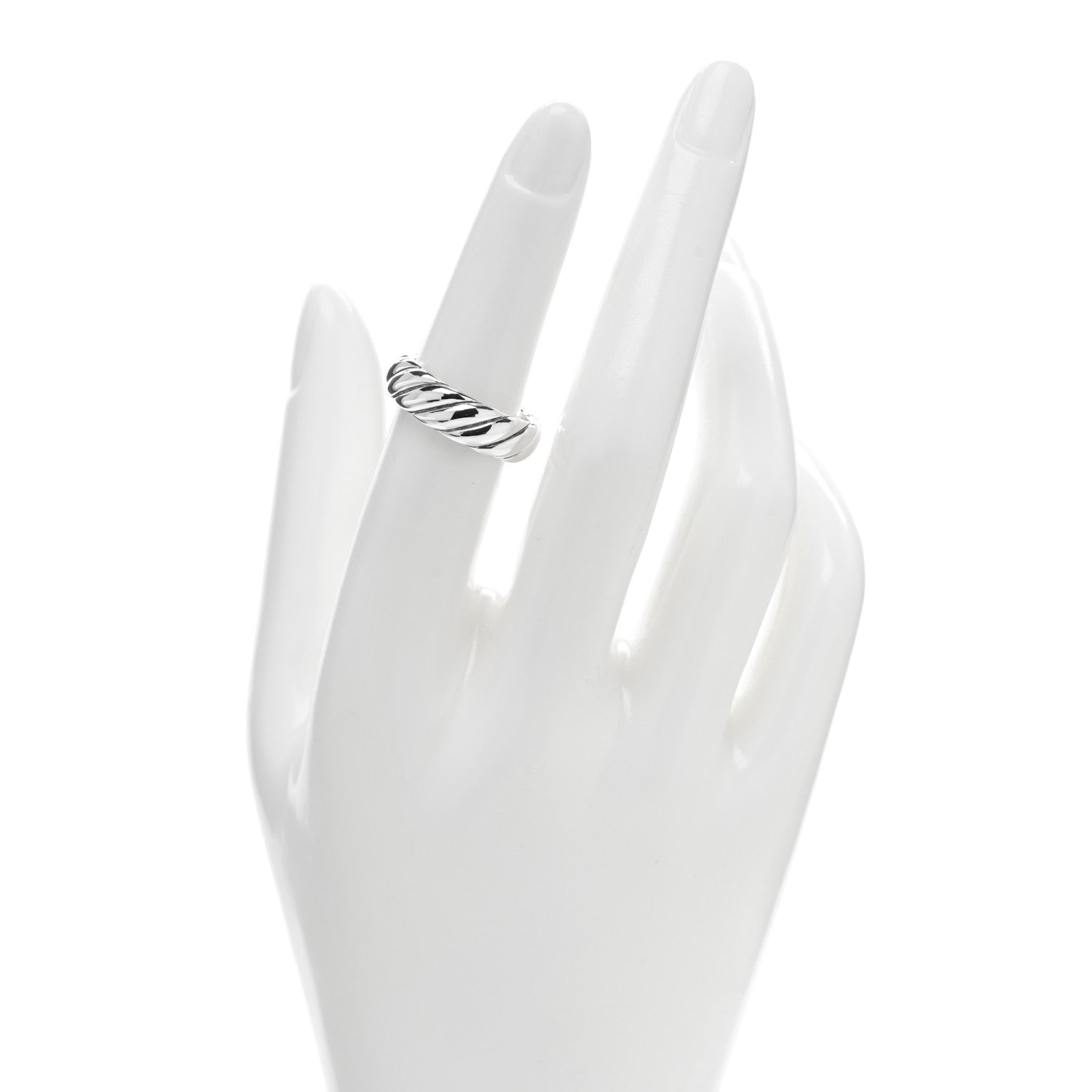 David Yurman Sterling Silver 6mm Sculpted Cable Band Ring 52 6 2 of 4