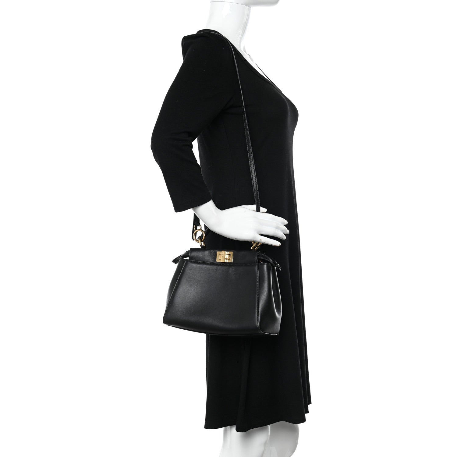Fendi Nappa Mini Peekaboo Iconic Satchel Black 2 of 10