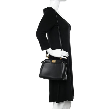 Fendi Nappa Mini Peekaboo Iconic Satchel Black 2 of 10