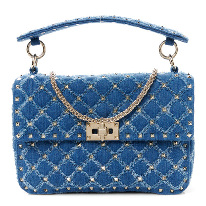 Valentino Garavani Denim Medium Rockstud Spike Shoulder Bag Denim 1 of 10
