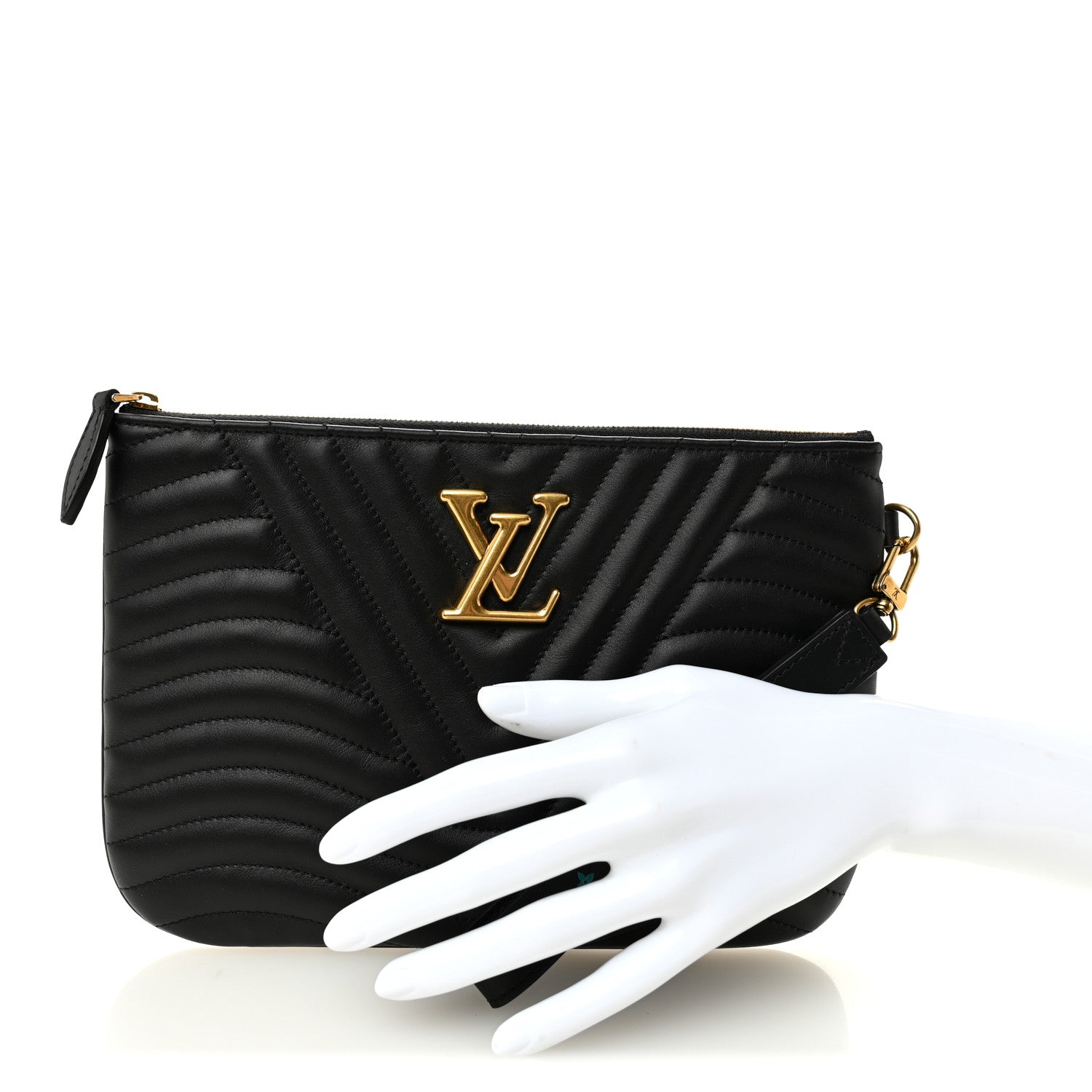 Louis Vuitton Calfskin New Wave Zipped Pochette Black 2 of 7