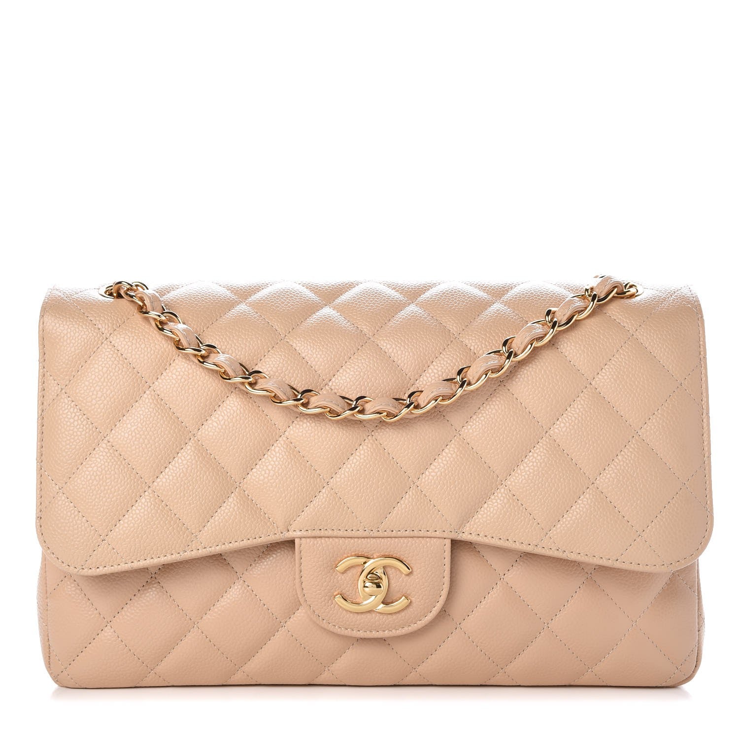 Chanel Caviar Quilted Jumbo Double Flap Beige 1 of 7