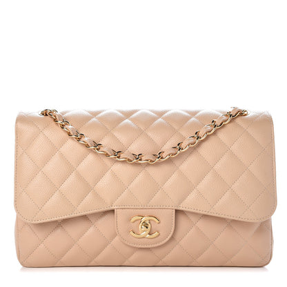 Chanel Caviar Quilted Jumbo Double Flap Beige 1 of 7