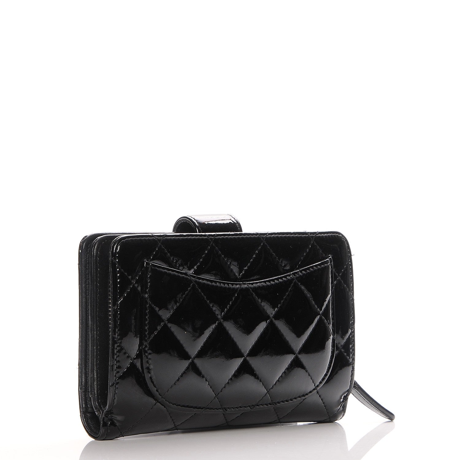 Chanel Patent Quilted Zip Pocket Wallet Black 3 of 8
