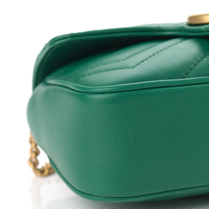 Gucci Calfskin Matelasse Super Mini GG Marmont Shoulder Bag Emerald Green 8 of 10