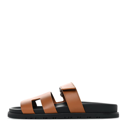 Hermes Calfskin Womens Chypre Sandals 38 Gold 1 of 9