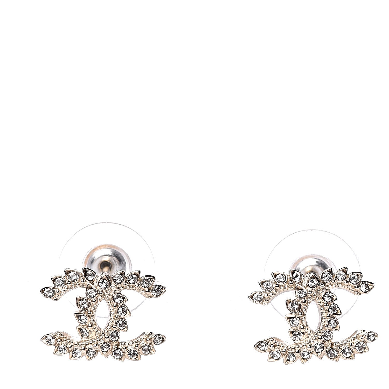 Chanel Strass Crystal Dazzling Wheat CC Earrings Gold 1 of 4