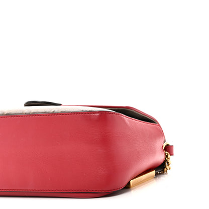 Fendi Vitello Grace Glazed Fabric FF 1974 Double F Shoulder Bag Fragola Mogano Panna 9 of 9