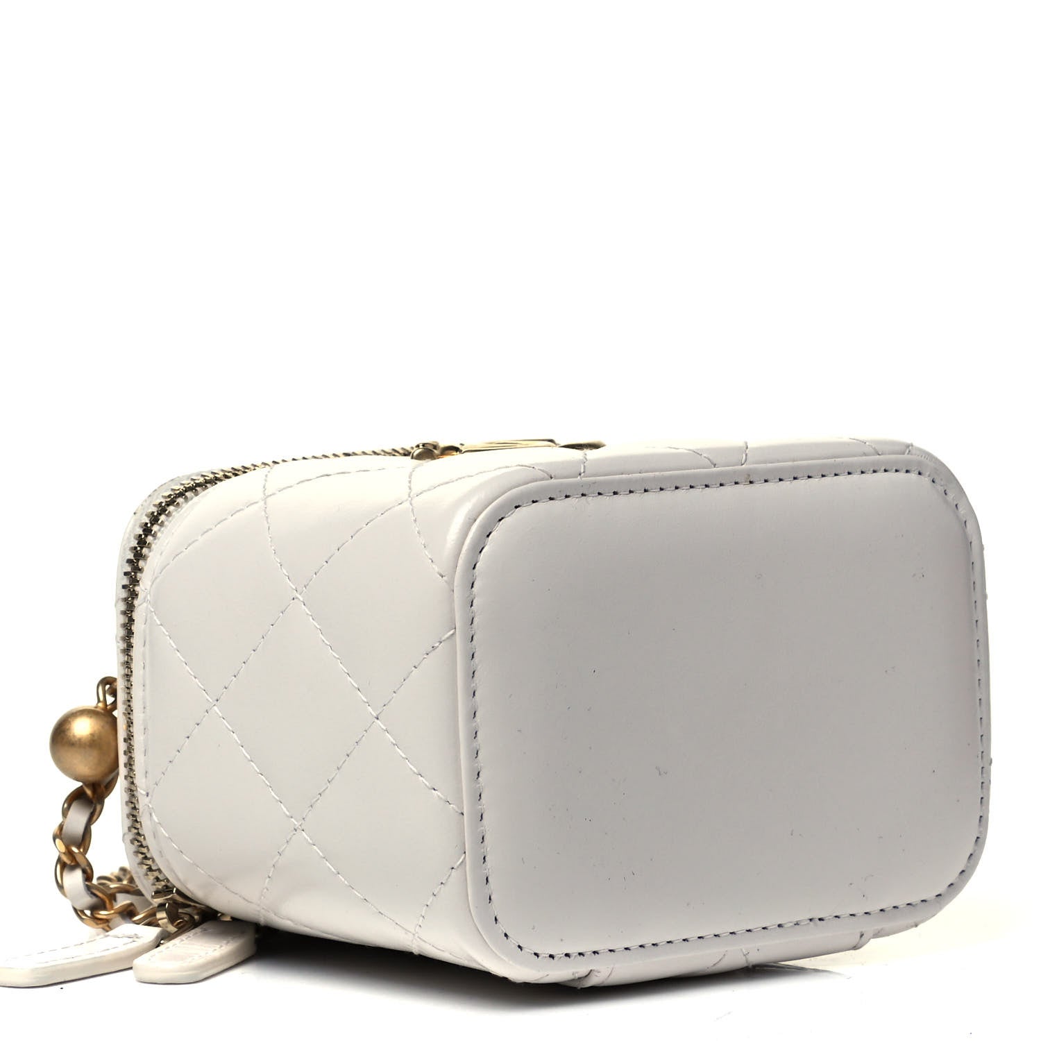 Chanel Calfskin Quilted Mini Perfect Fit Vanity Case With Chain White 4 of 9