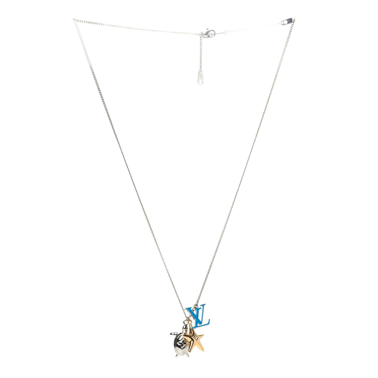 Louis Vuitton Lacquer Crystal Aquatics Necklace Silver 3 of 6