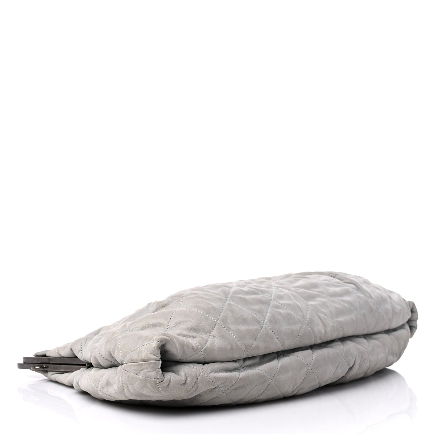 Iridescent Calfskin Chic Quilt Frame Tote Light Grey