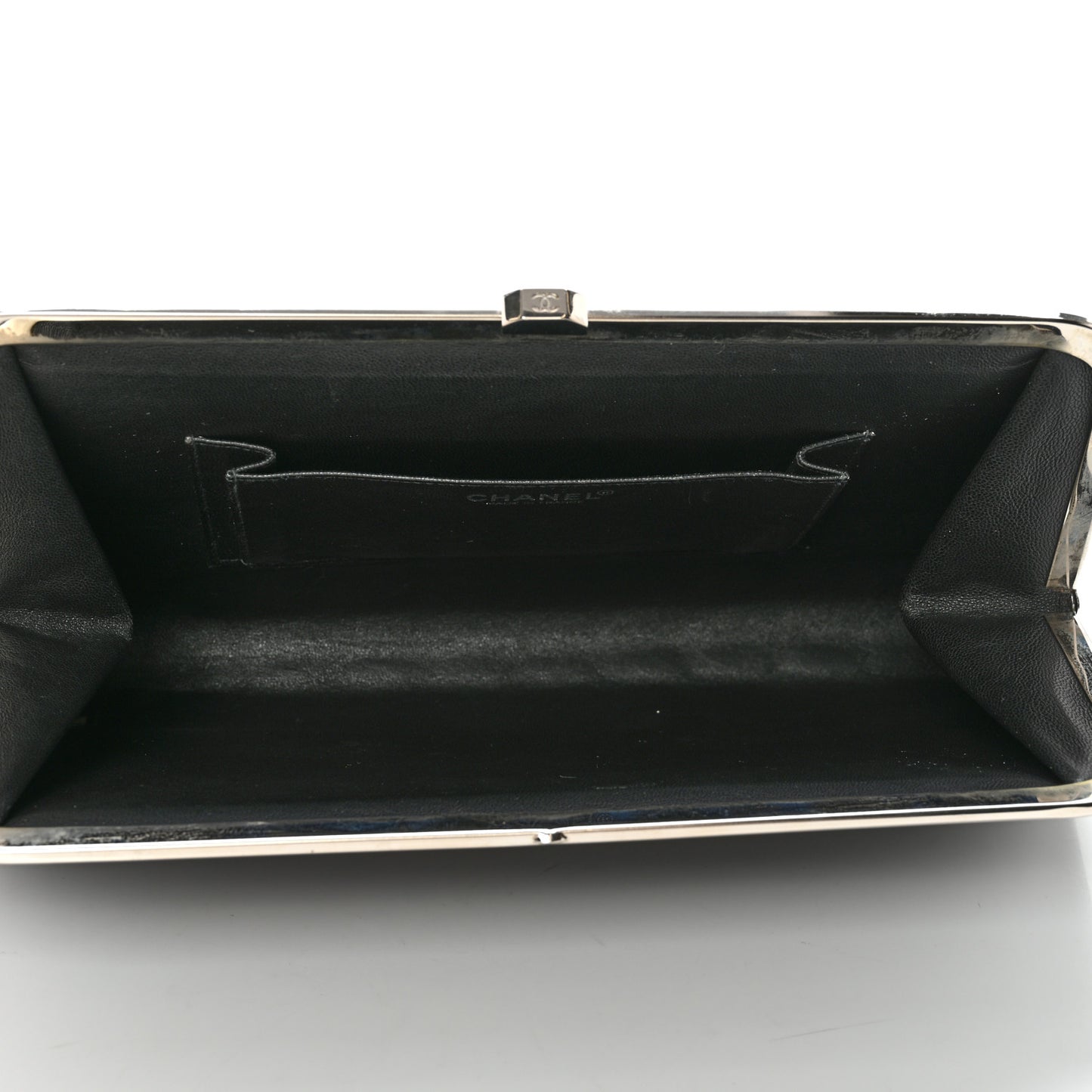 Lambskin Crystal CC Quilted Clutch Black