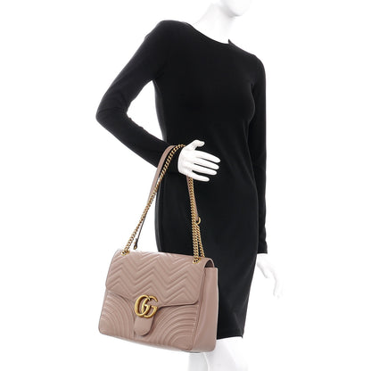 Gucci Calfskin Matelasse Large GG Marmont Shoulder Bag Porcelain Rose 3 of 9