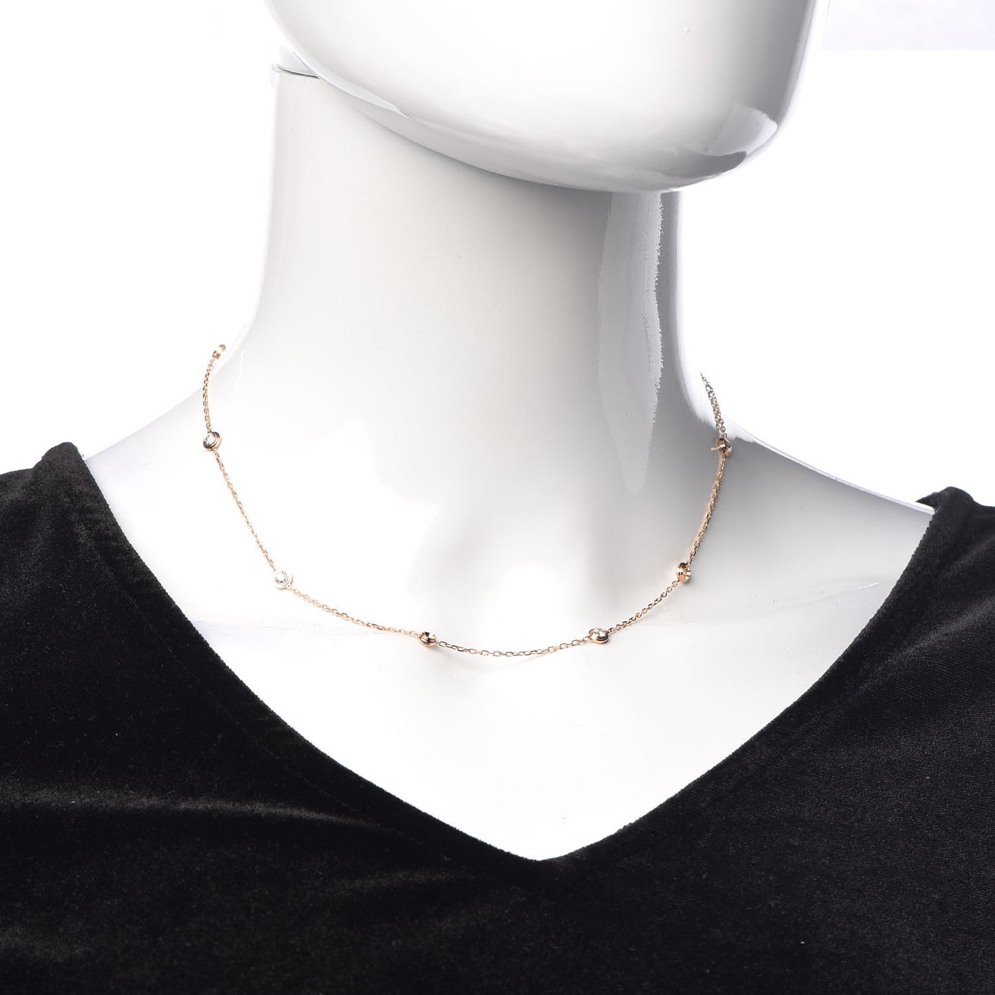 18K Pink Gold 8 Diamond D'Amour Station Necklace