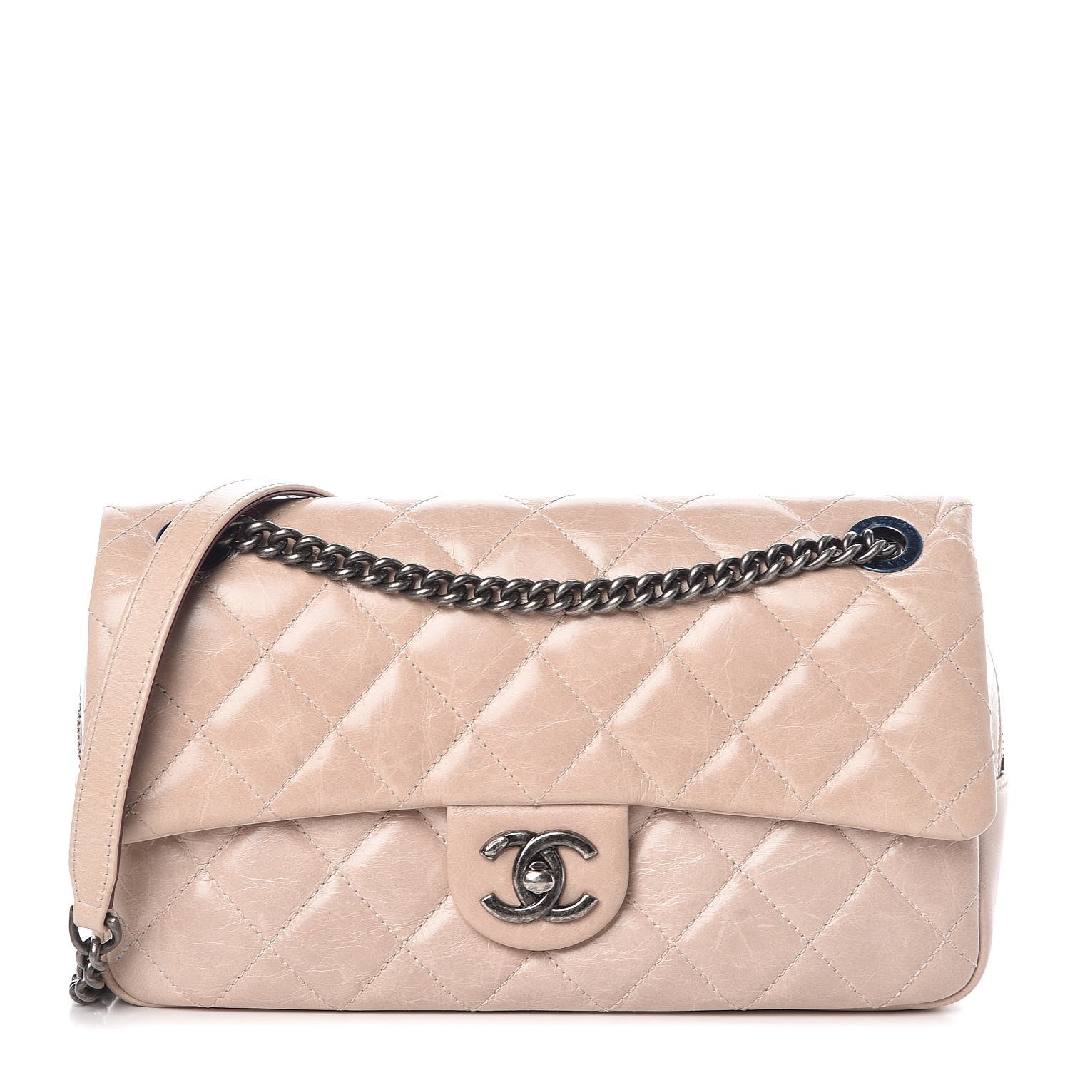 Chanel Glazed Calfskin Quilted Medium Duo Flap Beige 1 of 9