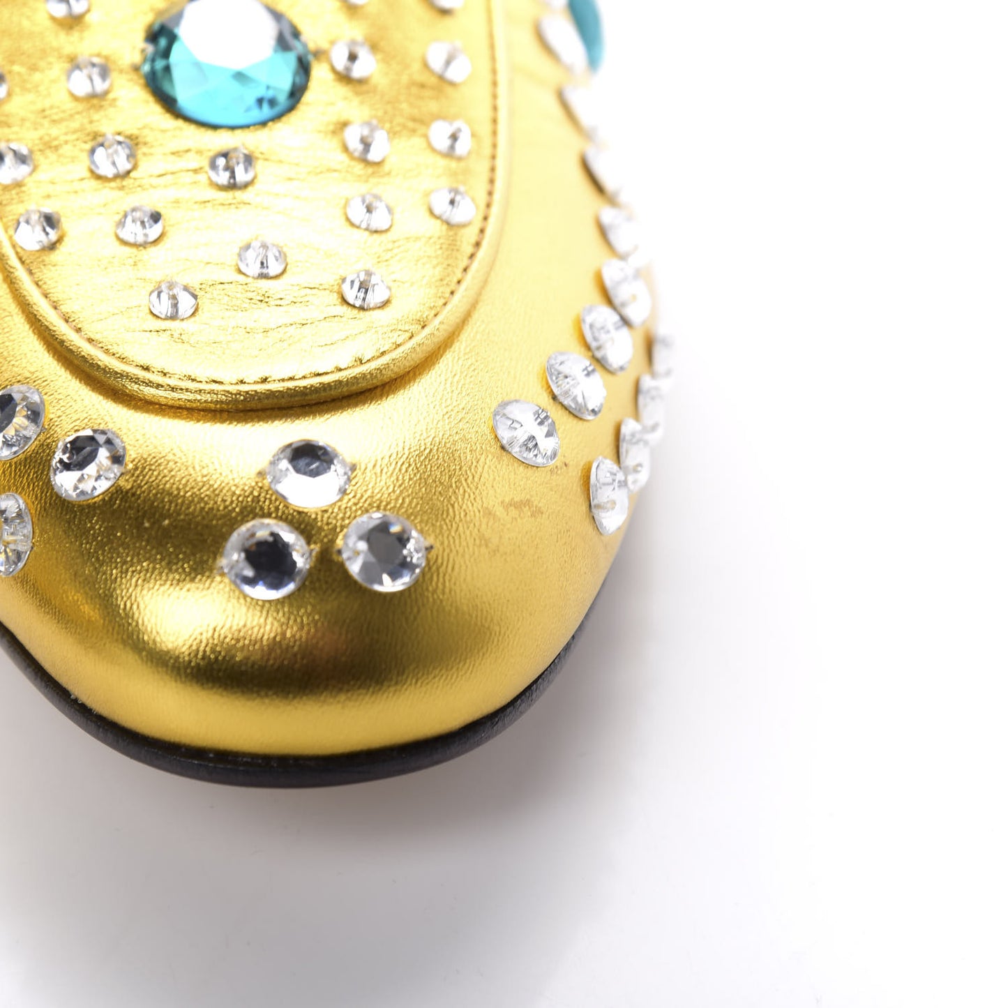 Metallic Nappa Crystal Womens Princetown Slippers 38 Gold