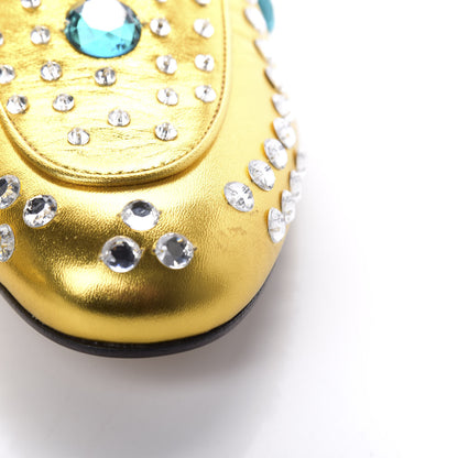 Gucci Metallic Nappa Crystal Womens Princetown Slippers 38 Gold 10 of 12