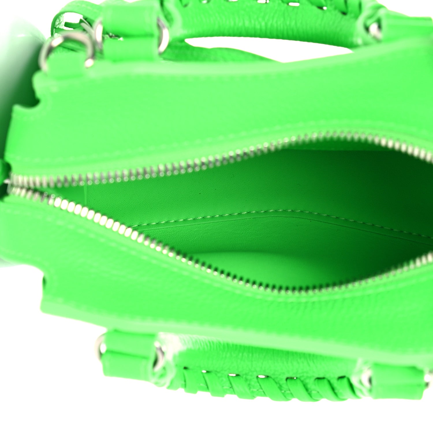 Balenciaga Grained Calfskin Neo Classic Silver Hardware Nano City Crossbody Fluo Green 4 of 9