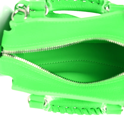 Balenciaga Grained Calfskin Neo Classic Silver Hardware Nano City Crossbody Fluo Green 4 of 9