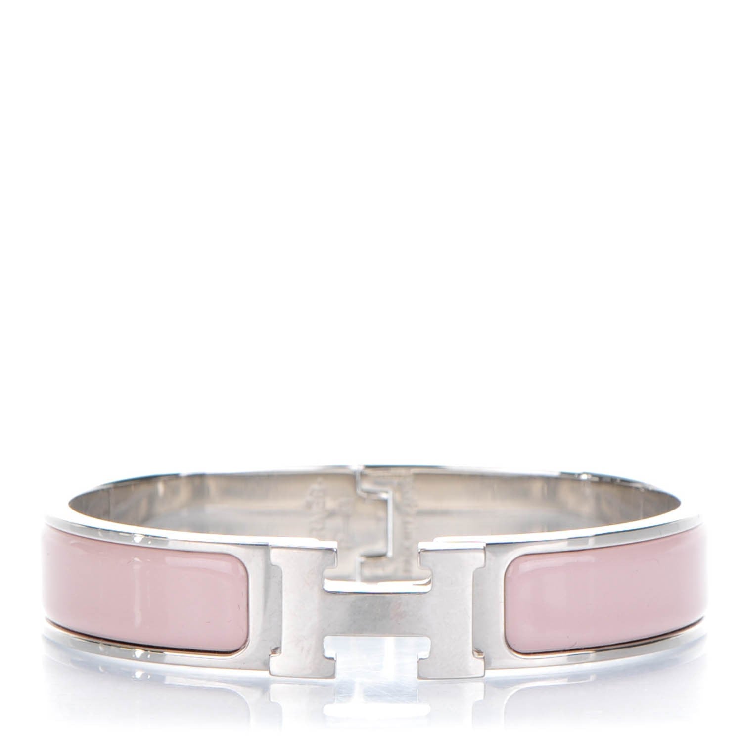Hermes Enamel Narrow Clic Clac H Bracelet PM Rose Poudre 1 of 6