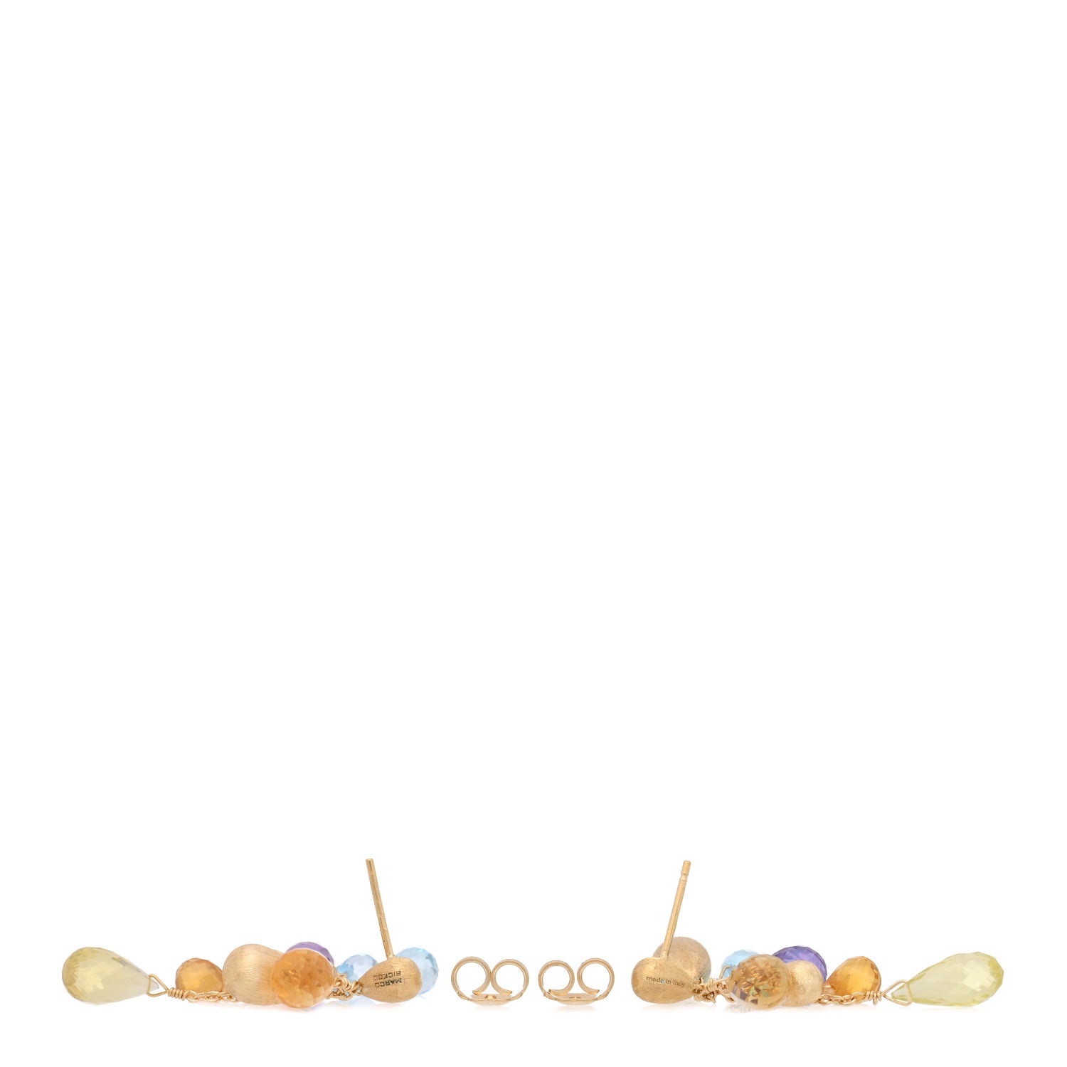 Marco Bicego 18K Yellow Gold Multi Gemstone Paradise Drop Earrings 3 of 4