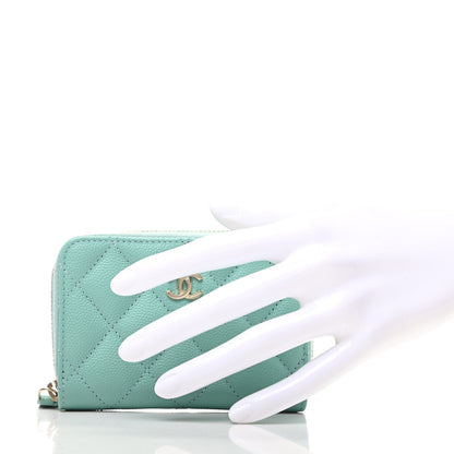 Chanel Caviar Quilted Zip Coin Purse Light Blue 2 of 10