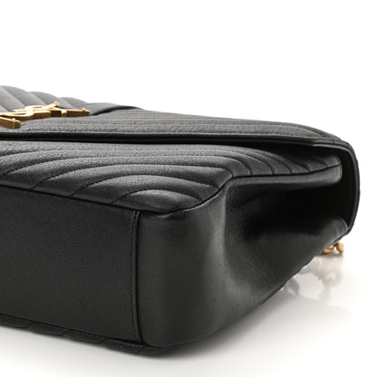 Saint Laurent Sheepskin Matelasse Chevron Monogram Large College Satchel Black 11 of 11