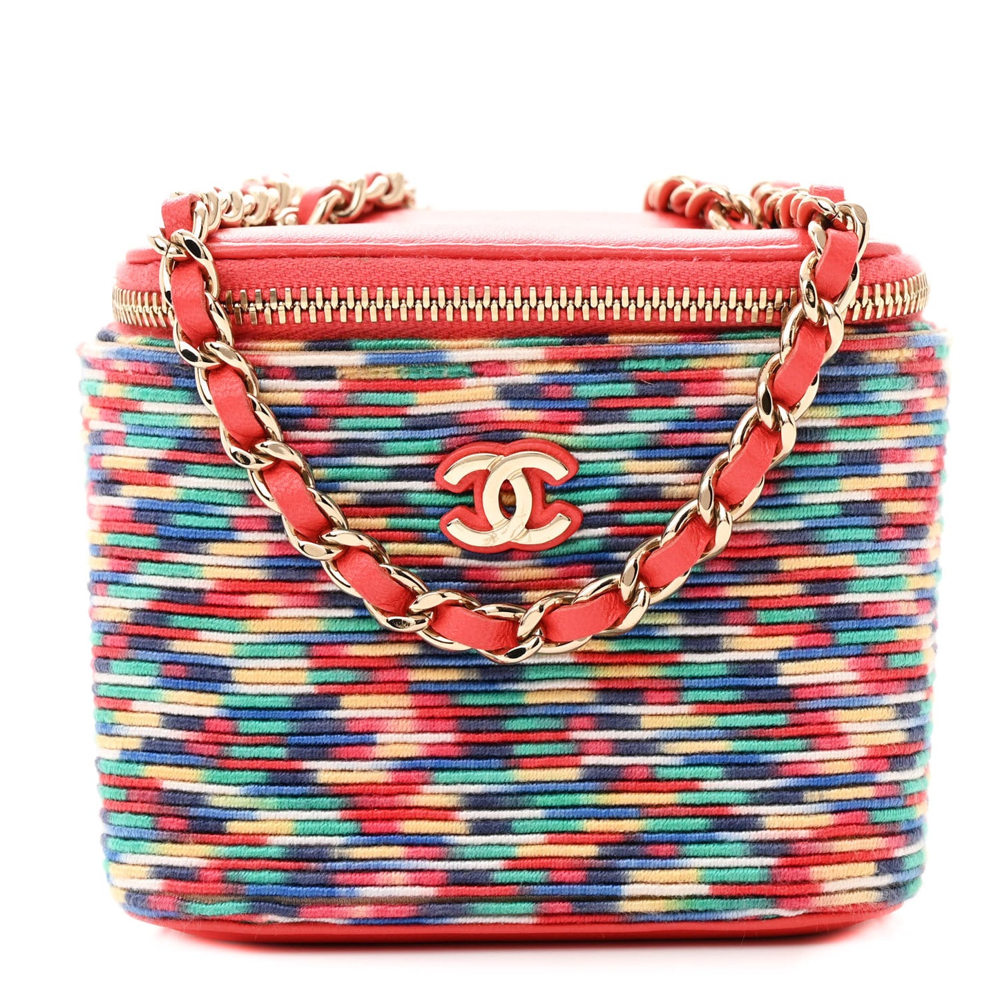 Embroidered Thread Mini Vanity With Chain Multicolor